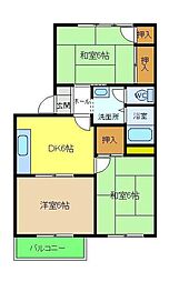 ファミール奥本 2LDKの間取図画像