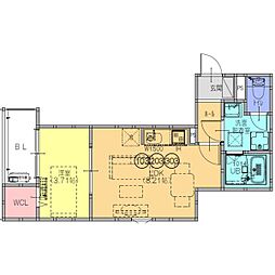 Fstyle東新町3号館 1LDKの間取図画像