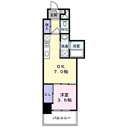 CLOVERVIEWKITAHANADA 1DKの間取図画像