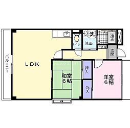 金岡パークヴィラ 2LDKの間取図画像