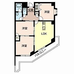 グランディ白鷺 2階3LDKの間取り