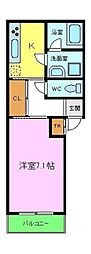 トレベール東雲 1階1Kの間取り