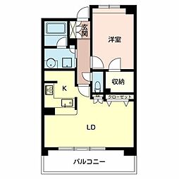 キングフィッシャー宮苑 4階1LDKの間取り