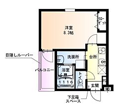 フジパレス西湊1番館 3階1Kの間取り