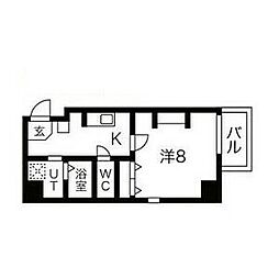 エヌエムスワサント 5階1Kの間取り