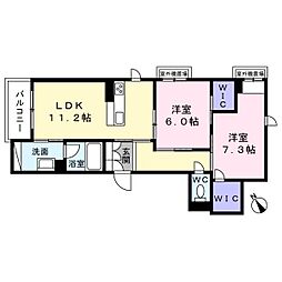 シャーメゾン　クラシエスト 3階2LDKの間取り