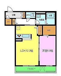 シャーメゾン　リヴィエール 2階1LDKの間取り