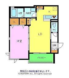 Ｍ離宮なかもず 2階1LDKの間取り