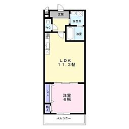 ソレイユ百舌鳥1番館 2階1LDKの間取り