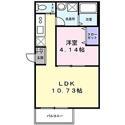 Ｐｏｍｅｌｏ 2階1LDKの間取り