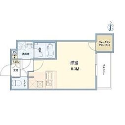 ウェルスクエア長居公園2 1階1Kの間取り