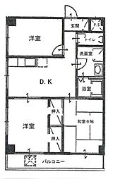 北条マンション 3階3DKの間取り
