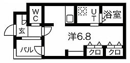 ジーイー・サンク ワンルームの間取図画像