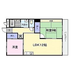 八八マンション 2LDKの間取図画像