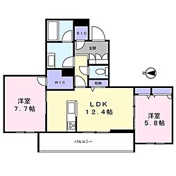 シャーメゾン静永 2LDKの間取図画像