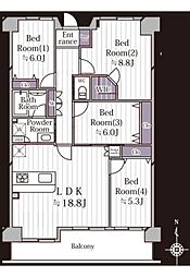 グラン津田沼ヒルズ 4LDKの間取図画像