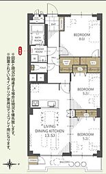 京成サンコーポ勝田台F棟 3LDKの間取図画像