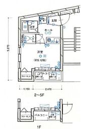 ヴェルト高円寺 3階1Kの間取り