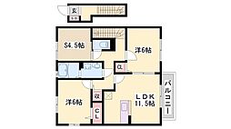 ハイムエルピス3 2LDKの間取図画像