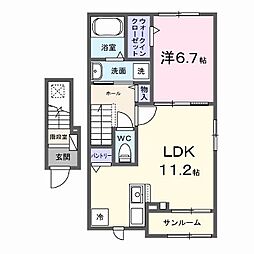 プラムガーデンA棟 1LDKの間取図画像