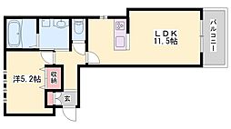 ユアメゾン神田 1階1LDKの間取り