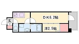 アルティザ姫路 1DKの間取図画像