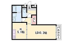 K・プラウド 1LDKの間取図画像