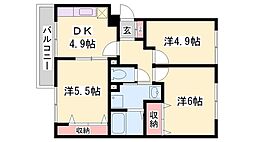 T.S.コスモス 3DKの間取図画像
