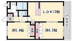 ホワイトベル 2LDKの間取図画像
