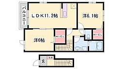 メゾン・ド・キャッスル赤穂 2LDKの間取図画像
