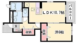 シャン・ド・フルール 1LDKの間取図画像