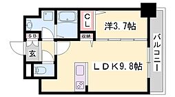 レジデンスh忍町 1LDKの間取図画像