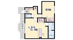 ベル・グラース 1LDKの間取図画像