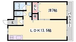 山上ビル 1LDKの間取図画像