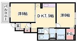 D・グロリア2 2DKの間取図画像