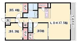 キャツスルコート田寺東 3LDKの間取図画像