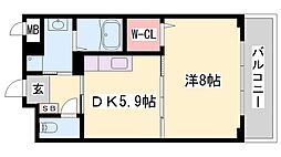 アモーレ二階町 1DKの間取図画像