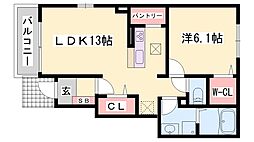 グリーンヒルズトラジャ 1LDKの間取図画像