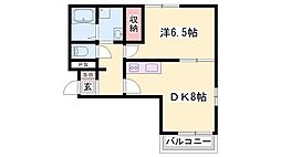 グレイス英賀保 1DKの間取図画像