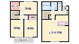 エクレール田寺B棟 3LDKの間取図画像