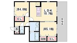 ネットハイツC 2LDKの間取図画像