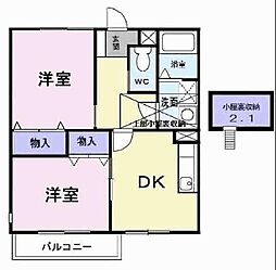 サンセール3 2DKの間取図画像
