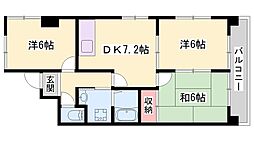 ロイヤルコーポ東雲 3DKの間取図画像
