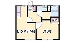長田ハイツ 1LDKの間取図画像