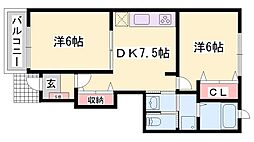サウス・グリーンC 2DKの間取図画像