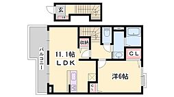 シャン・ド・フルールC棟 1LDKの間取図画像