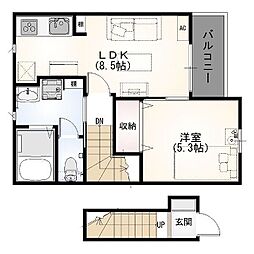 (仮称)ロタス中島アパート 1LDKの間取図画像