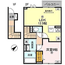 インフィニティ北之丁 1LDKの間取図画像
