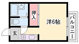 ヒューマンハイツ 1Kの間取図画像