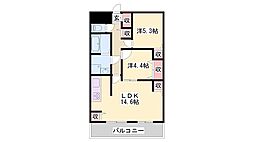 グランディール1 2LDKの間取図画像